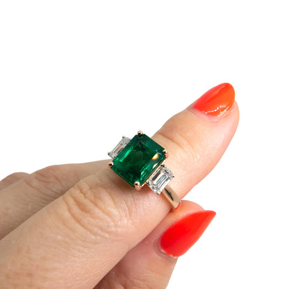 emerald and diamond ring rose gold, emerald cocktail ring USA Hong Kong Australia New Zealand London UK