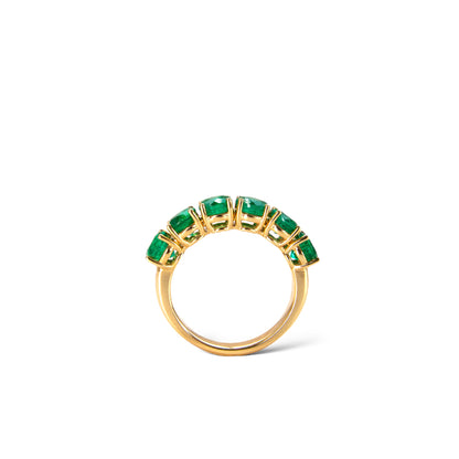 Green emerald eternity rings in 18k yellow gold by Valentina Fine Jewellery Hong Kong. Global free shipping including USA, Australia, UK, Singapore and Taiwan.