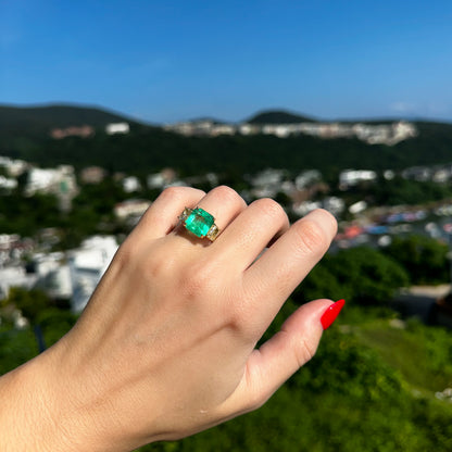 Colombian Emerald and Yellow Diamond Ring GIA by Valentina Fine Jewellery, complimentary global shipping including USA