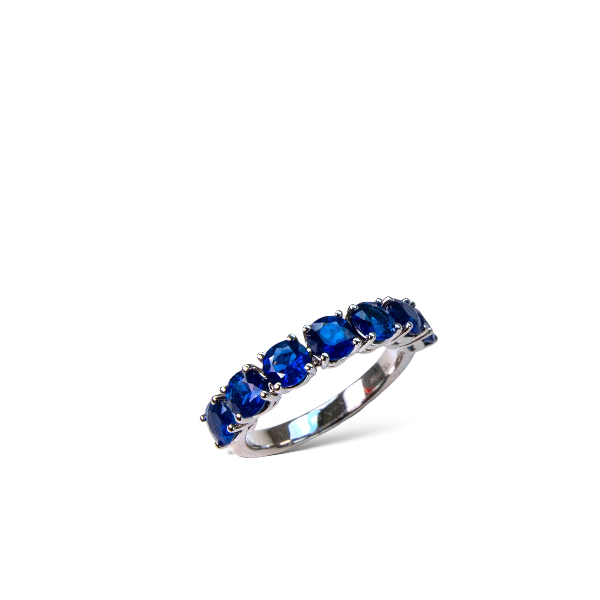 Blue natural sapphire eternity band in platinum by Valentina Fine Jewellery Hong Kong. Global free delivery including USA, UK, Singapore, Dubai and Australia 