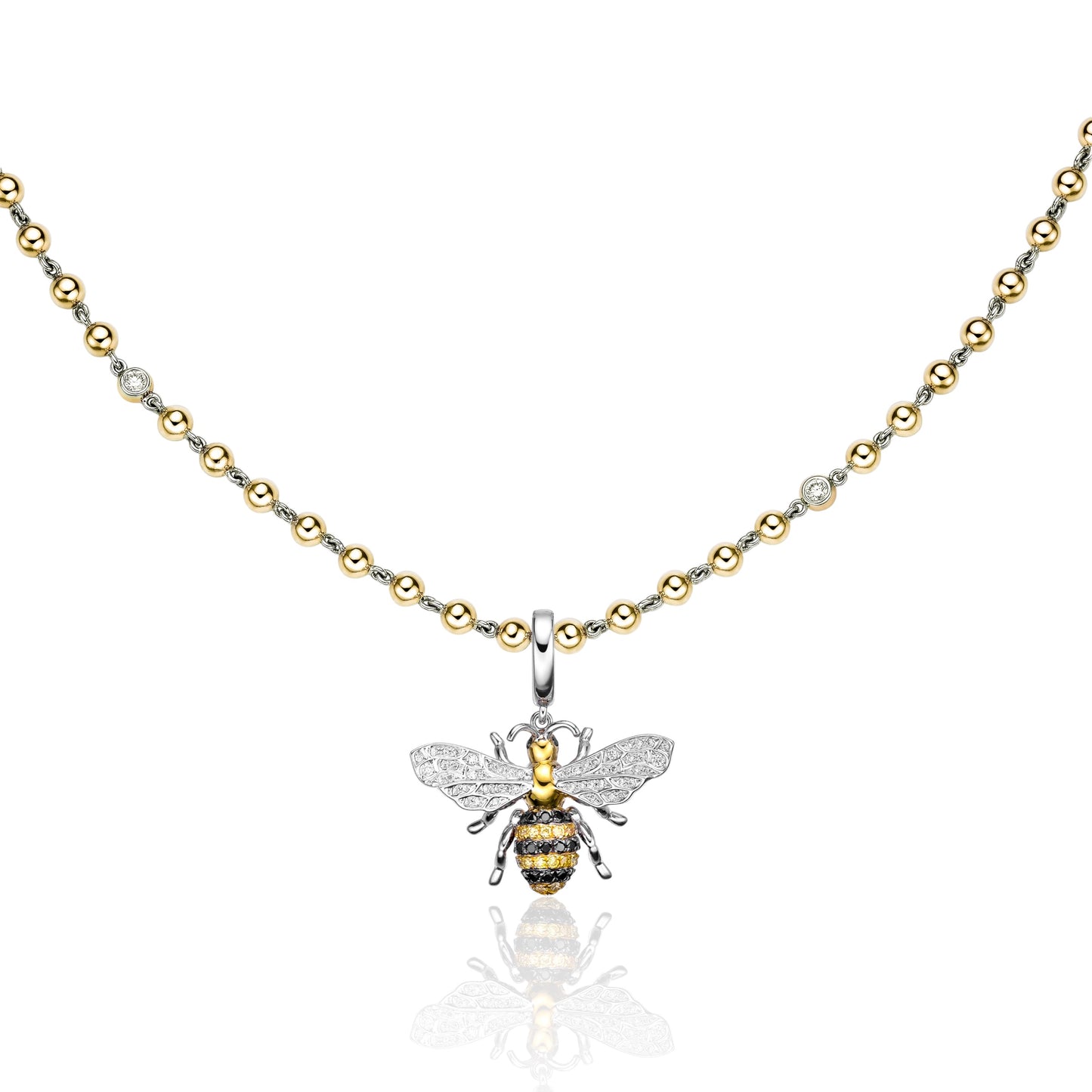 Gold bumble bee pendant with diamonds by Valentina Fine Jewellery HK. Global free delivery including USA and Australia. A real charming gold charm!