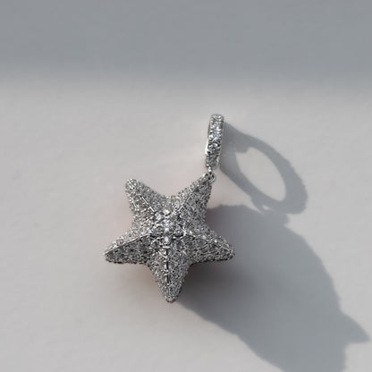 Starfish diamond and orange sapphire charm pendant in 18k white gold by Valentina Fine Jewellery Hong Kong. Global free shipping including USA, UK, Australia and Singapore. 