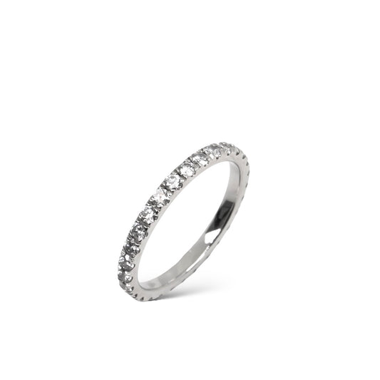French pave diamond eternity ring in platinum or 18k gold by Valentina Fine Jewellery Hong Kong USA UK Dubai Australia. Global free shipping.