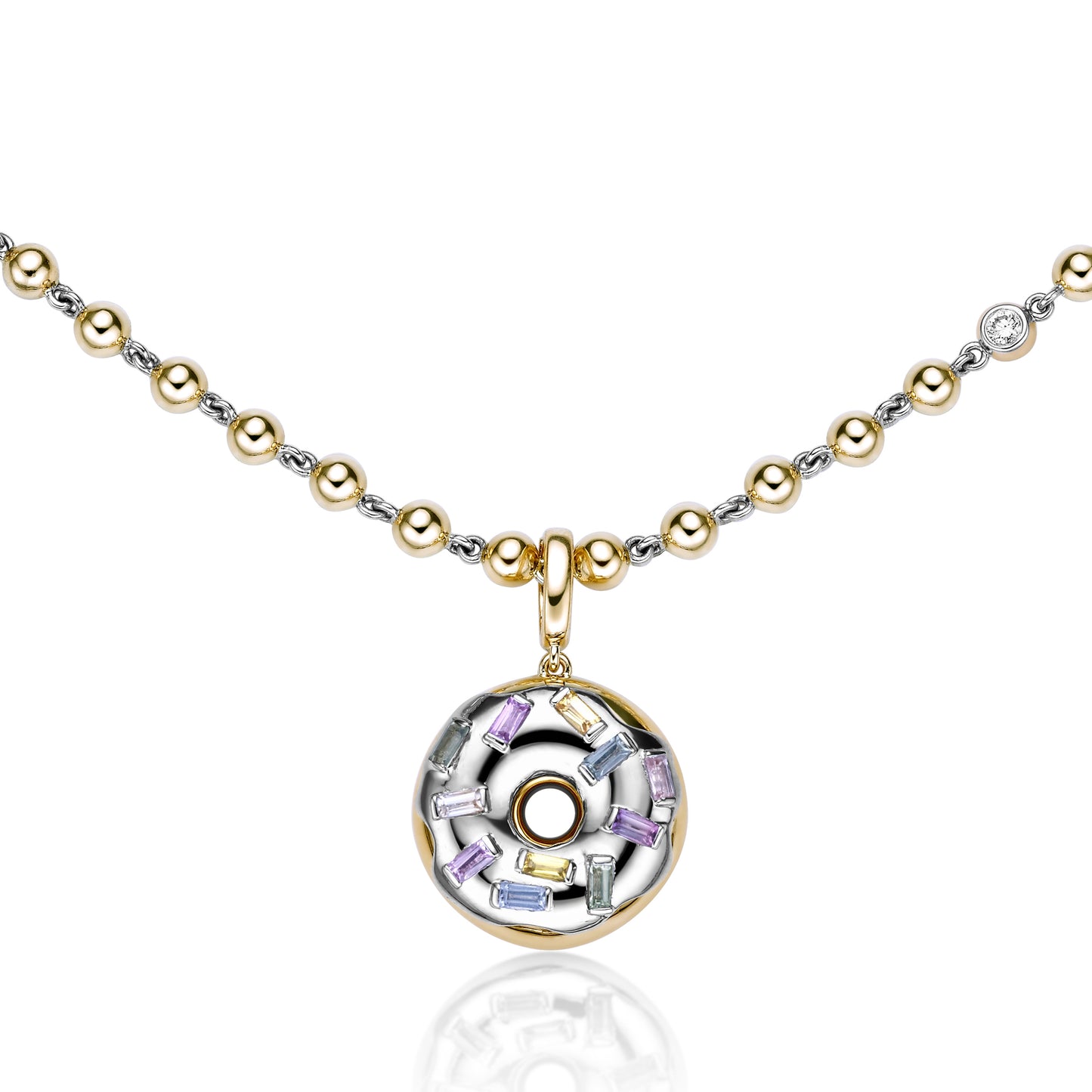 18k gold and platinum pendant with no heat rainbow pastel sapphires by Valentina Fine Jewellery Hong Kong, free global delivery including USA.