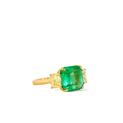 Colombian Emerald and Yellow Diamond Ring GIA by Valentina Fine Jewellery, complimentary global shipping including USA