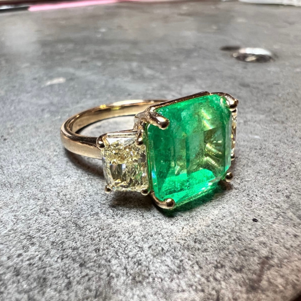 Colombian Emerald and Yellow Diamond Ring GIA by Valentina Fine Jewellery, complimentary global shipping including USA