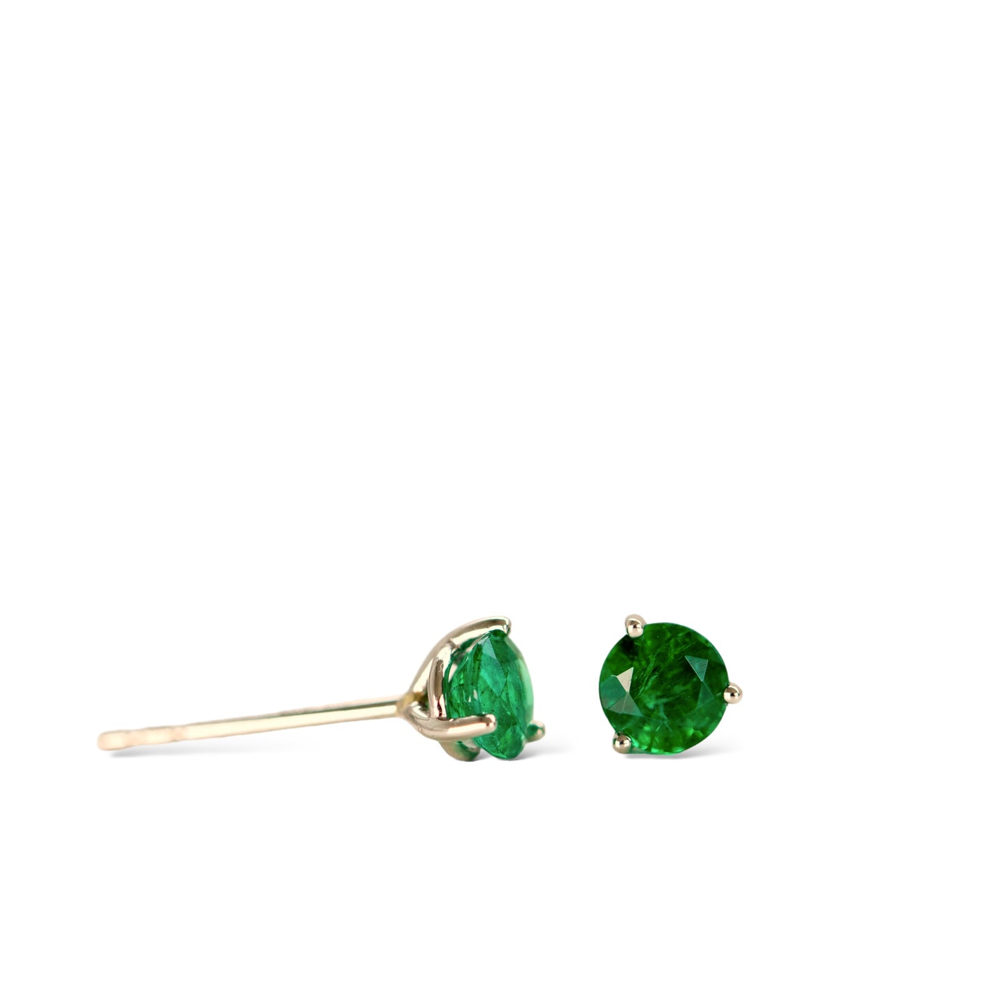 Round Emerald Studs in Platinum by Valentina Fine Jewellery Hong Kong. Complimentary worldwide delivery including USA