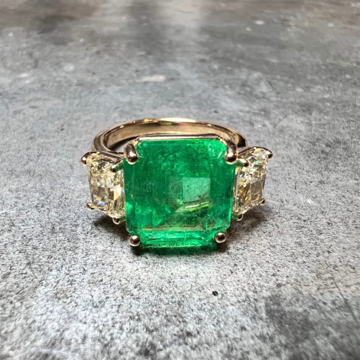 Colombian Emerald and Yellow Diamond Ring GIA by Valentina Fine Jewellery, complimentary global shipping including USA