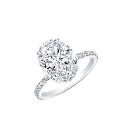 Oval Cut Diamond Solitaire Engagement Ring Hong Kong USA with micropave diamond ring