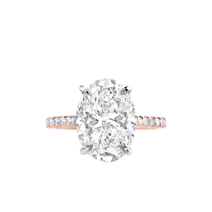 Oval cut diamond solitaire engagement ring rose gold with diamonds on band