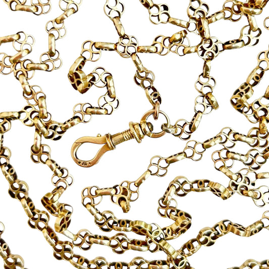 Vintage Long Guard Chain in 9k gold by Valentina Fine Jewellery HK. Global free shopping including USA UK and Australia