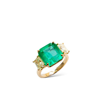 Colombian Emerald and Yellow Diamond Ring GIA by Valentina Fine Jewellery, complimentary global shipping including USA