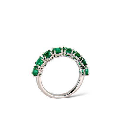 2.77 carat green emerald eternity ring in platinum by Valentina Fine Jewellery Hong Kong USA