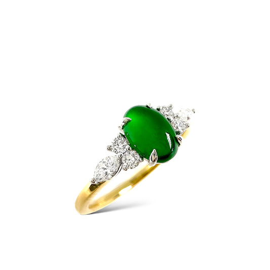 Jadeite Type A Jade and diamond bespoke engagement ring by Valentina Fine Jewellery Hong Kong. Global free shipping including USA China and Australia. 翡翠