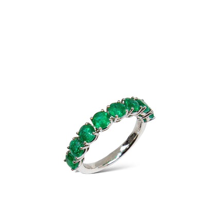 2.77 carat green emerald eternity ring in platinum by Valentina Fine Jewellery Hong Kong USA 