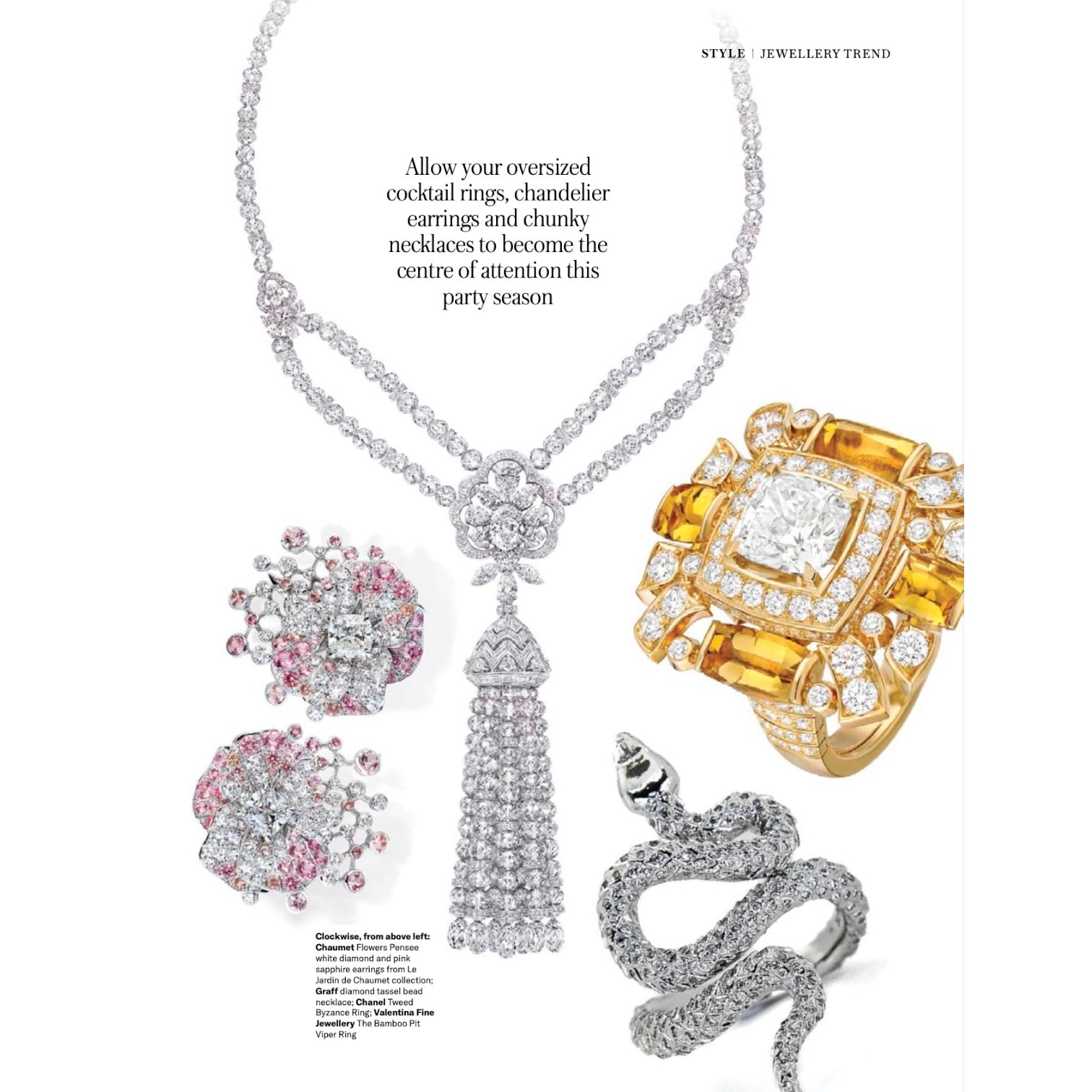 Valentina Fine Jewellery as seen in Tatler Hong Kong Asia magazine, bamboo pit viper diamond snake ring.