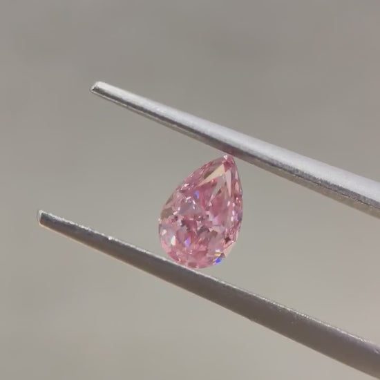 Beautiful and extremely rare natural 0.82 carat pear cut Argyle pink diamond, 5P certified pink diamond by Valentina Fine Jewellery Hong Kong.