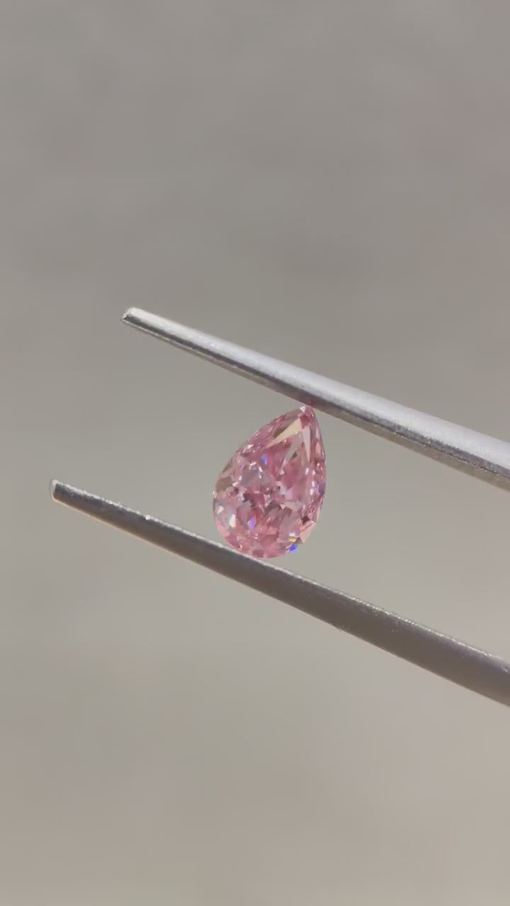 Beautiful and extremely rare natural 0.82 carat pear cut Argyle pink diamond, 5P certified pink diamond by Valentina Fine Jewellery Hong Kong.