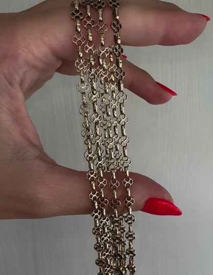 Vintage 9k Gold Long Guard Chain Necklace