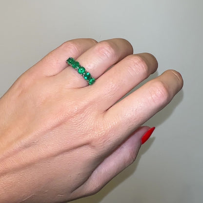 2.77 carat green emerald eternity ring in platinum by Valentina Fine Jewellery Hong Kong USA