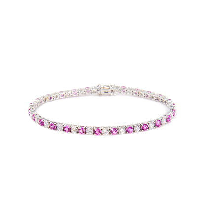 Diamond and pink sapphire tennis bracelet by Valentina Fine Jewellery Hong Kong USA