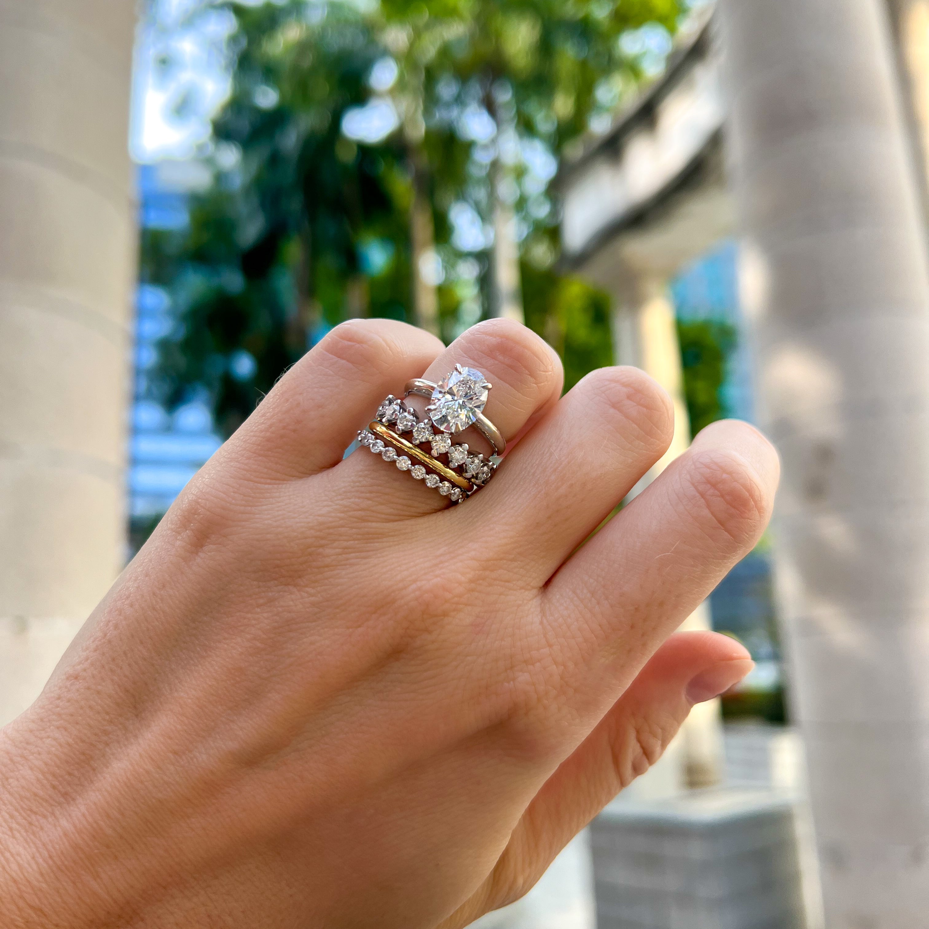 Diamond Swirl Engagement Ring & Band Bridal Set 14k White Gold 0.50ct -  NG435