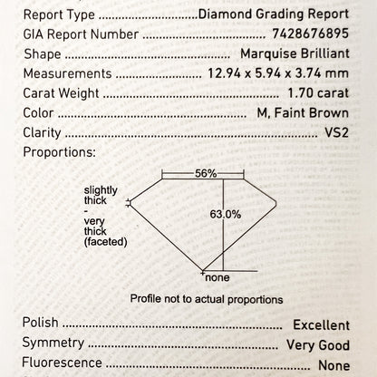 GIA certified marquise diamond 1.70ct. Marquise diamond double chain necklace in 18k with gold by Valentina Fine Jewellery Hong Kong. Global free shipping including USA, UK, Australia and New Zealand.